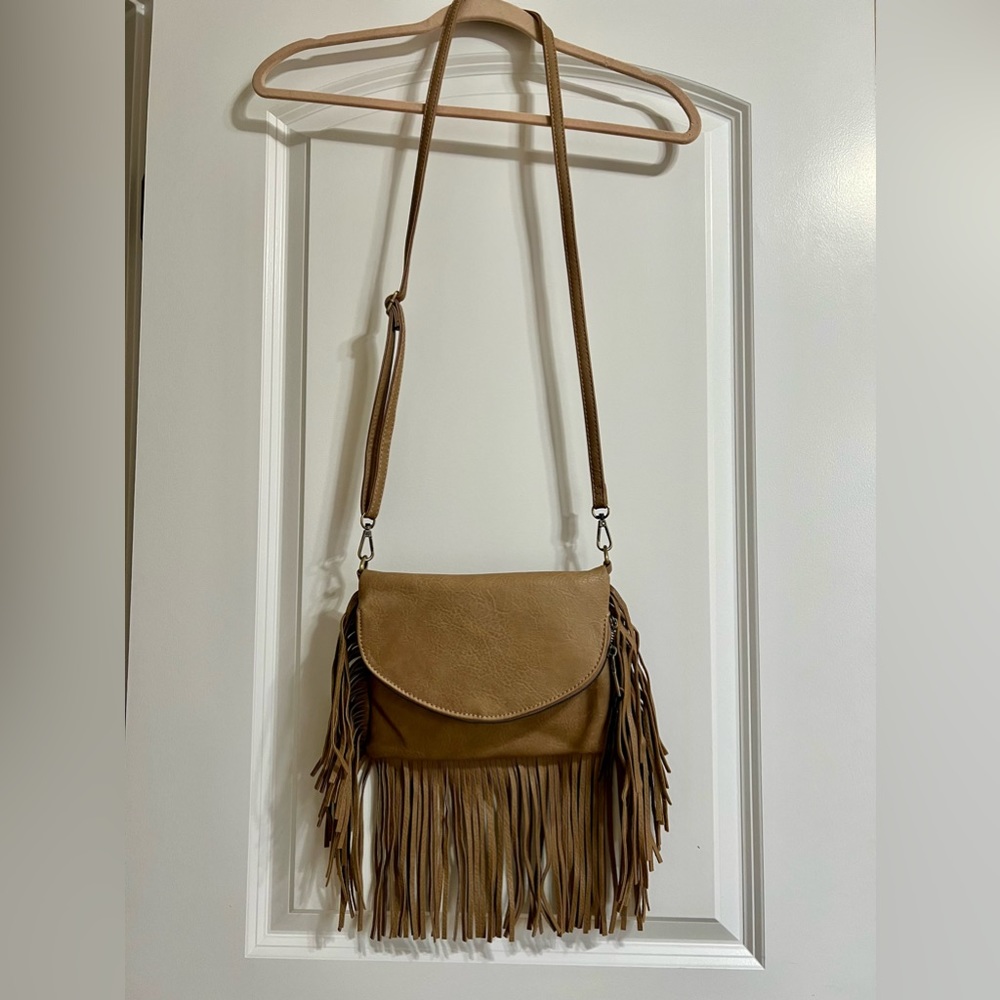 Tan Fringe Crossbody